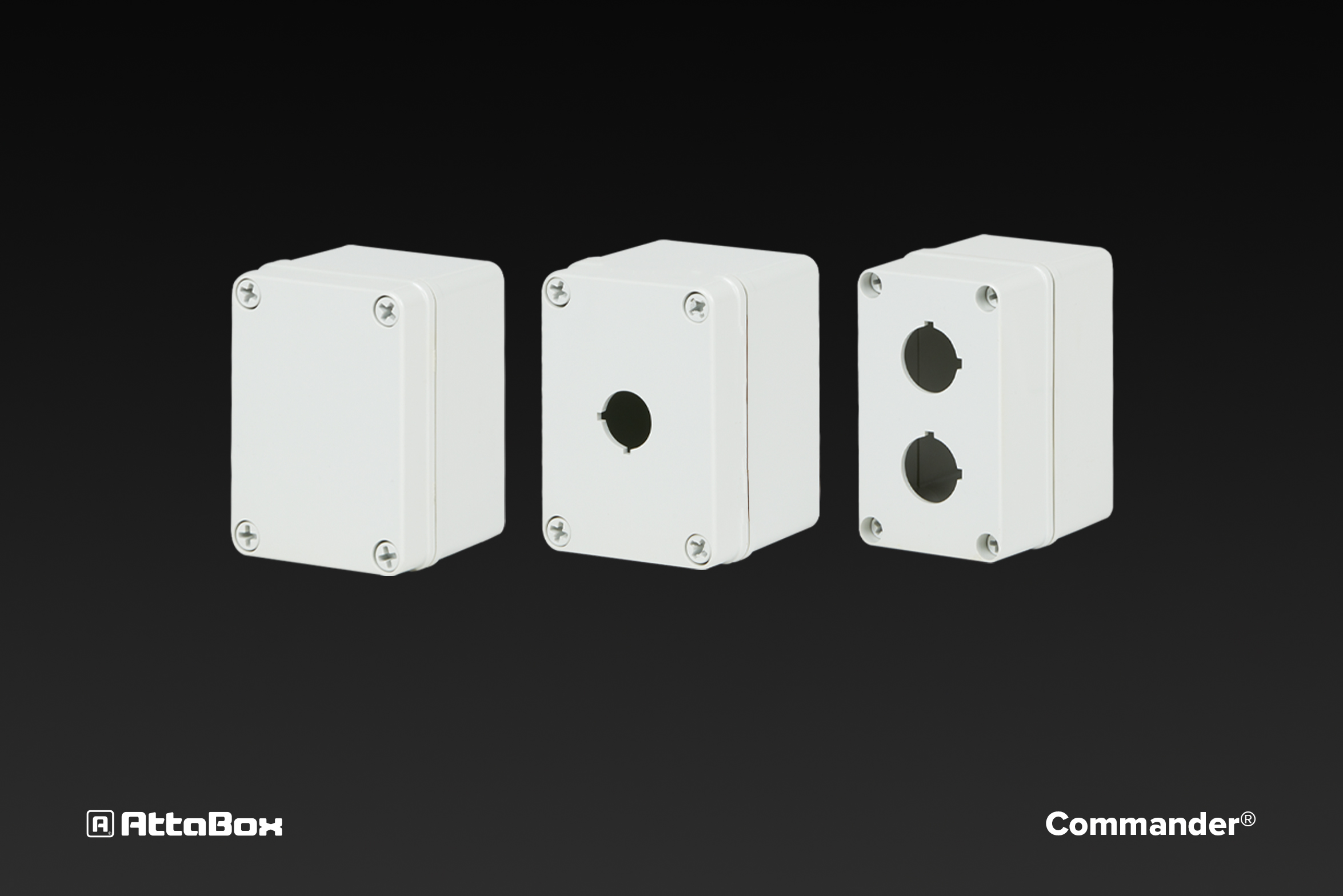attabox commander pushbutton enclosures with no 1 or 2 holes