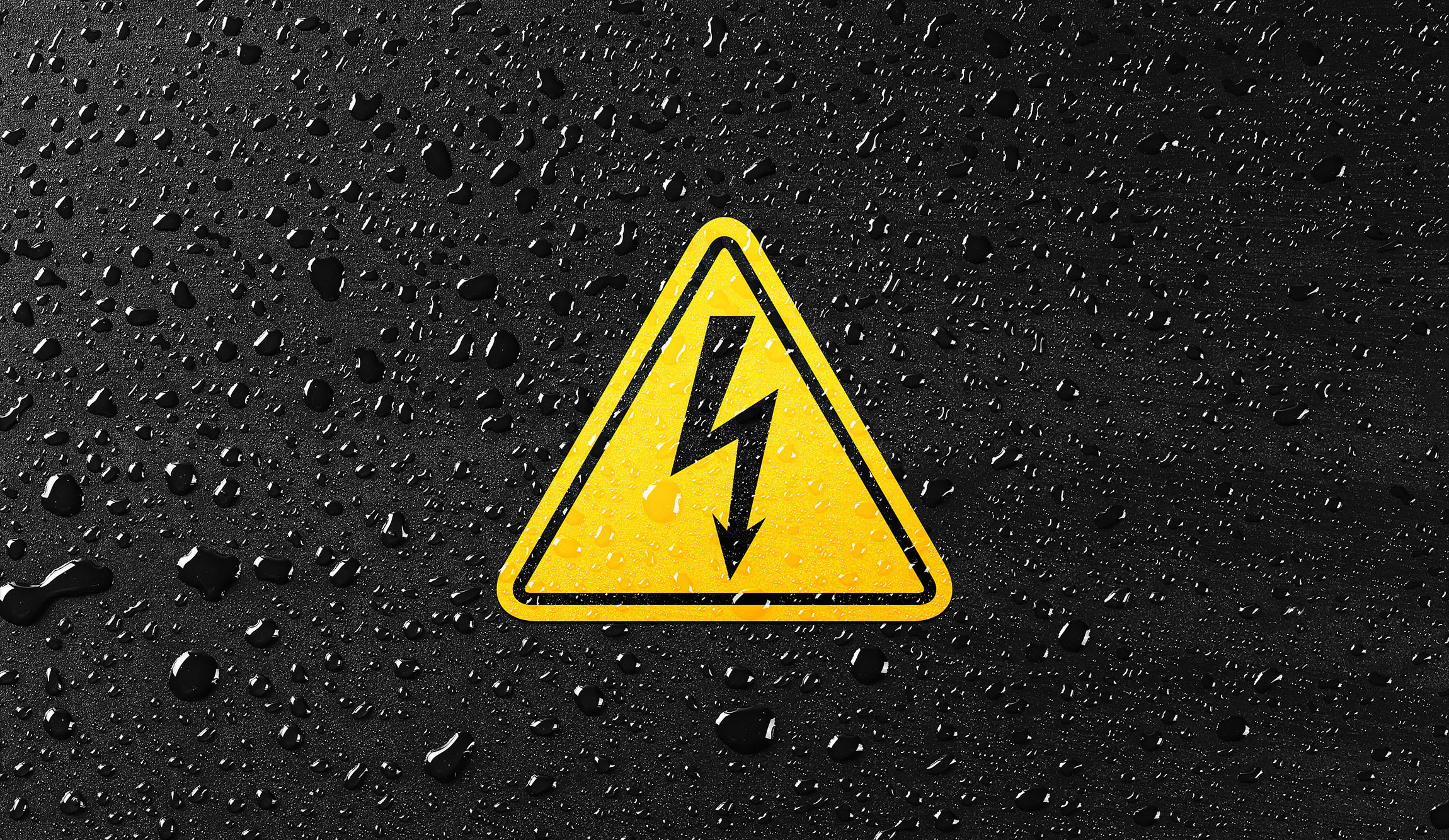 Condensation with electrical warning sign 