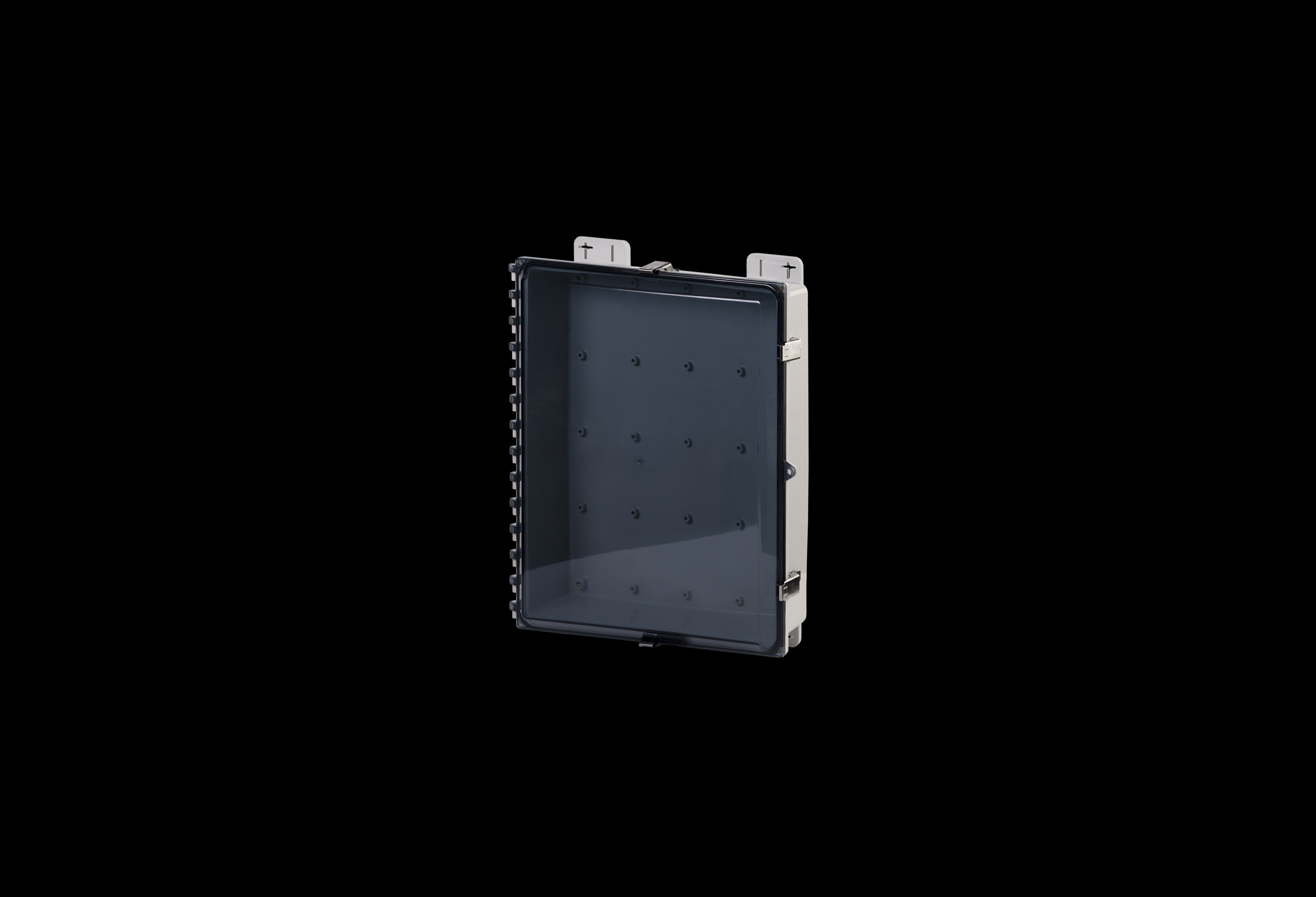 Polycarbonate Shallow Depth Enclosure 20 x 16 x 4 Inches Heartland with Clear Cover, Stainless Steel Latches by AttaBox®