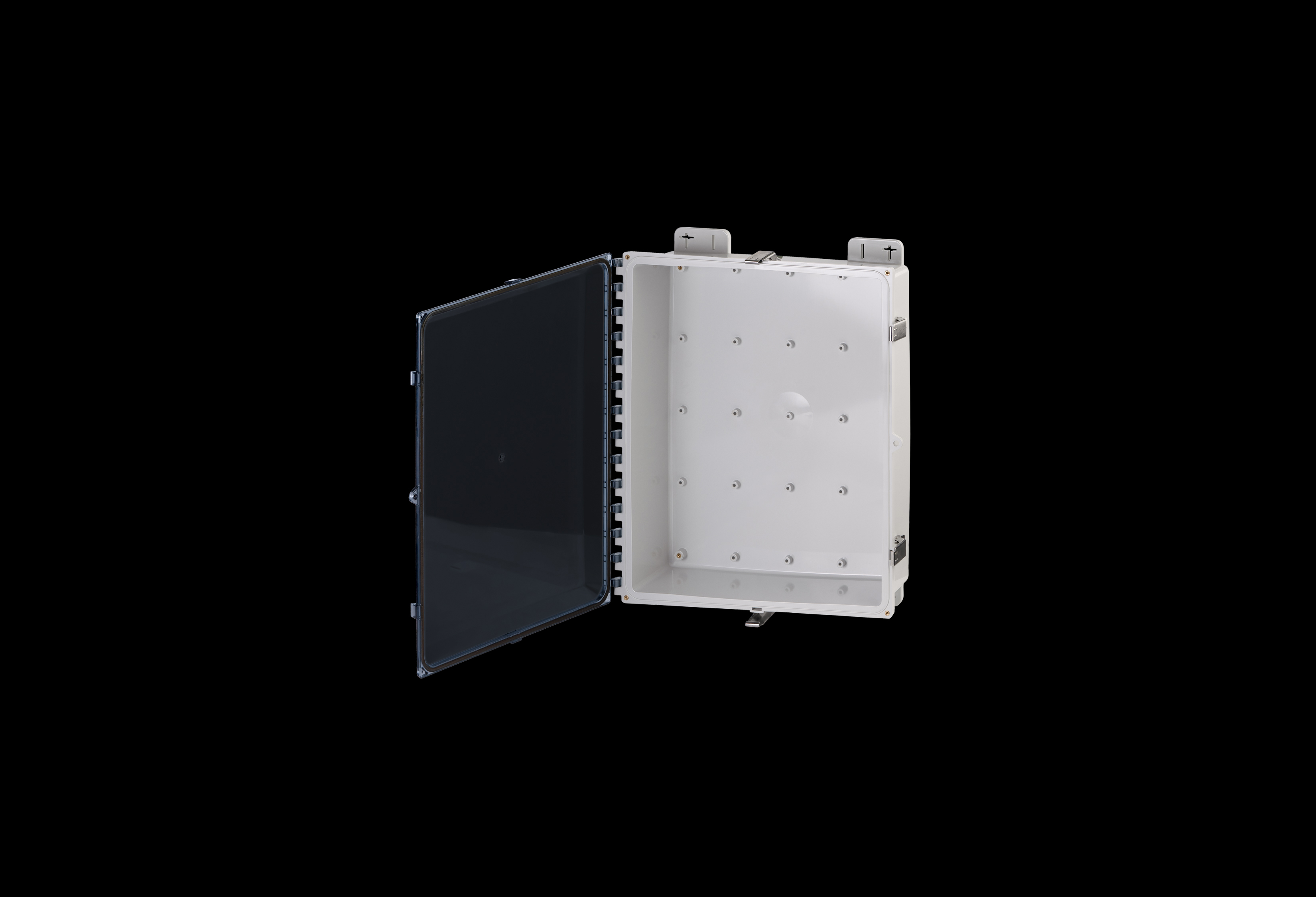 Polycarbonate Shallow Depth Enclosure 20 x 16 x 4 Inches Heartland with Clear Cover, Stainless Steel Latches by AttaBox®