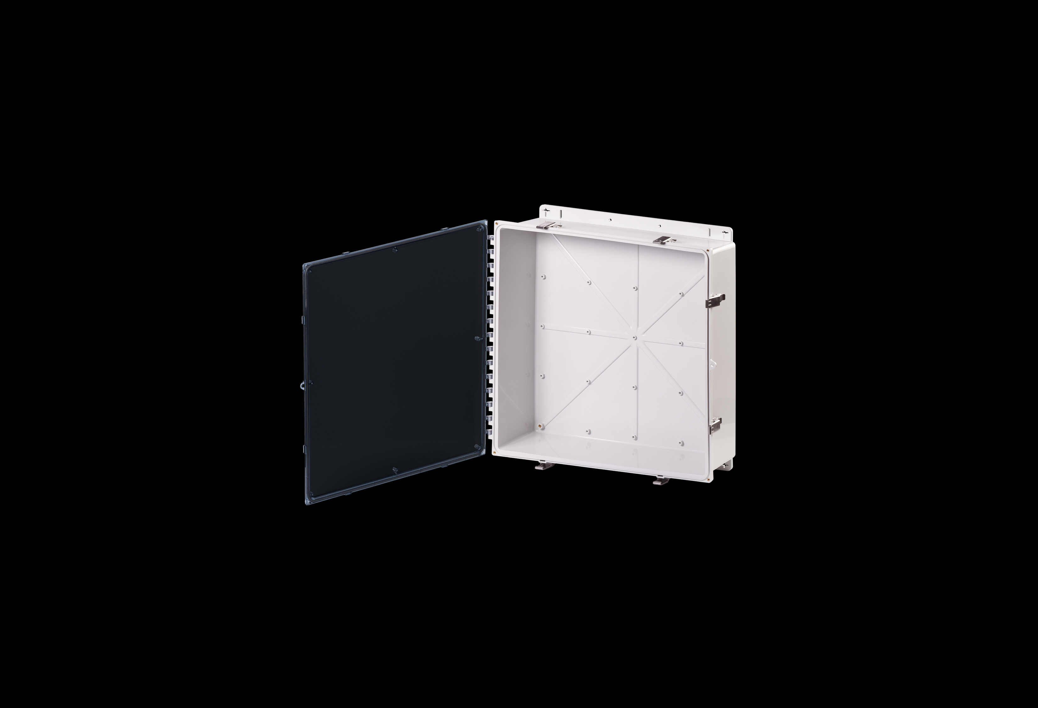 Polycarbonate Shallow Depth Enclosure 24 x 24 x 6 Inches Heartland with Clear Cover, Stainless Steel Latches by AttaBox®