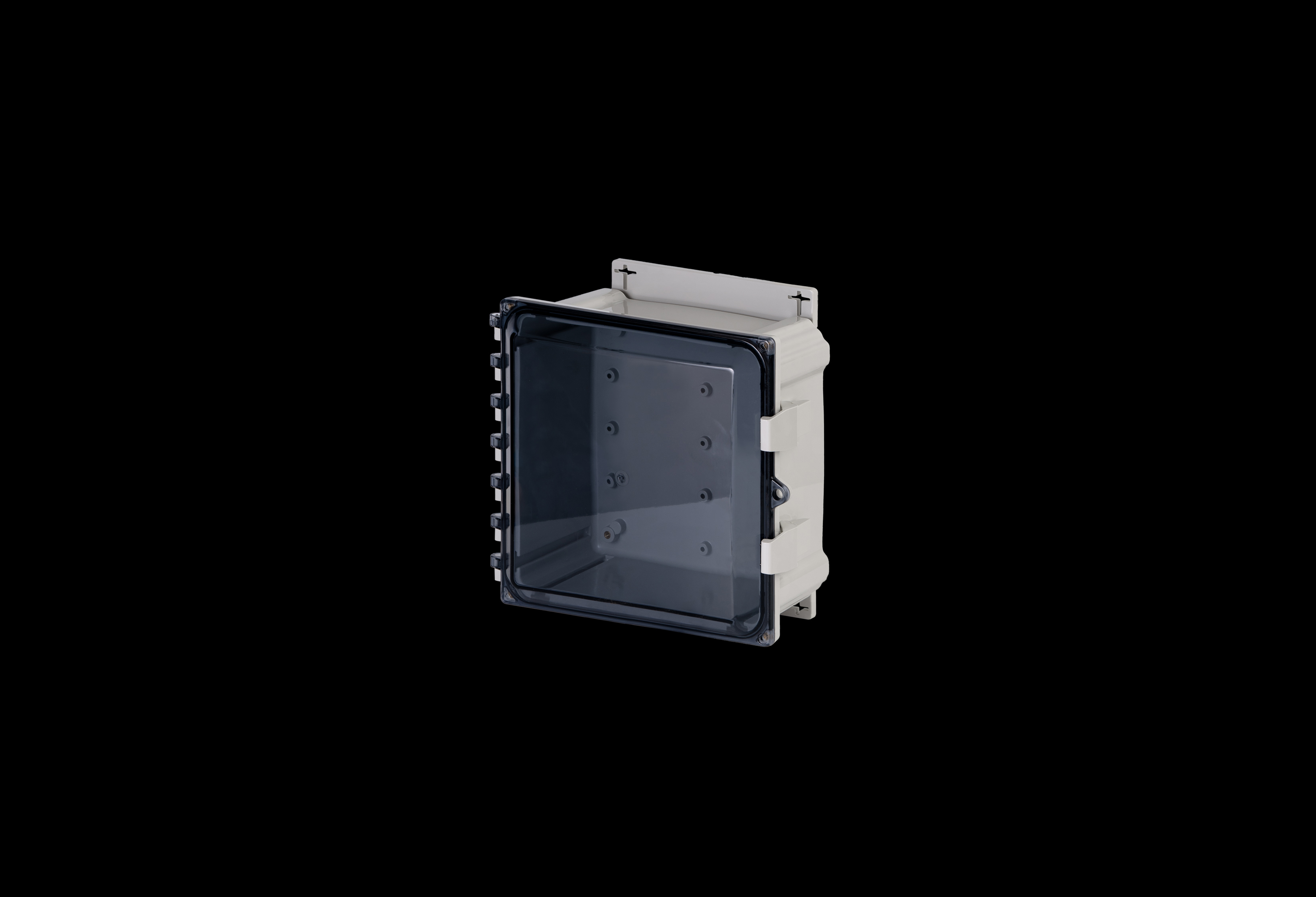 Polycarbonate Enclosure 10 x 10 x 6 Inches Heartland with Clear Cover, Polycarbonate Latches and Mounting Flange by AttaBox®