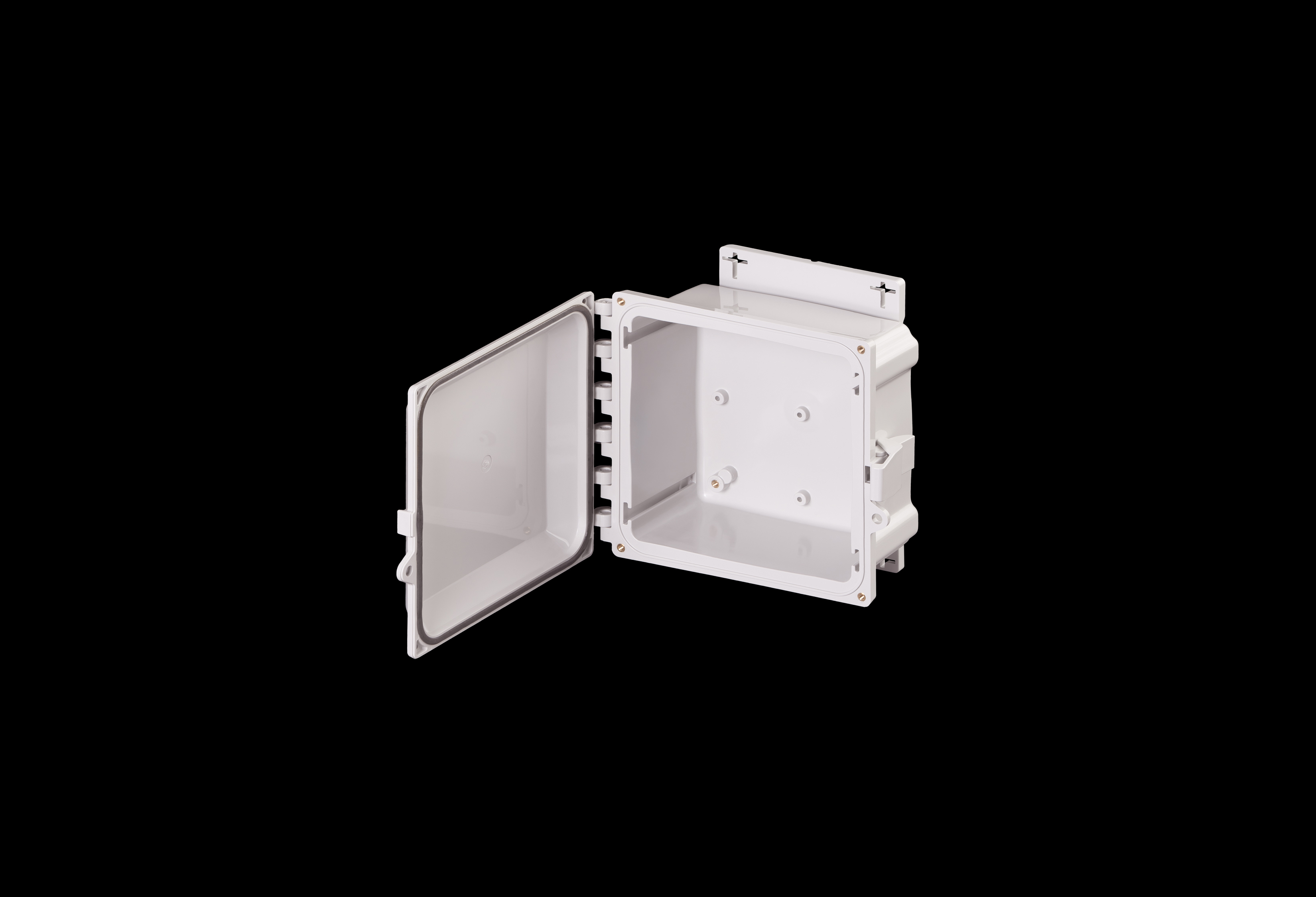 Polycarbonate Enclosure 8 x 8 x 4 Inches Heartland with Opaque Cover, Polycarbonate Latches and Mounting Flange by AttaBox®