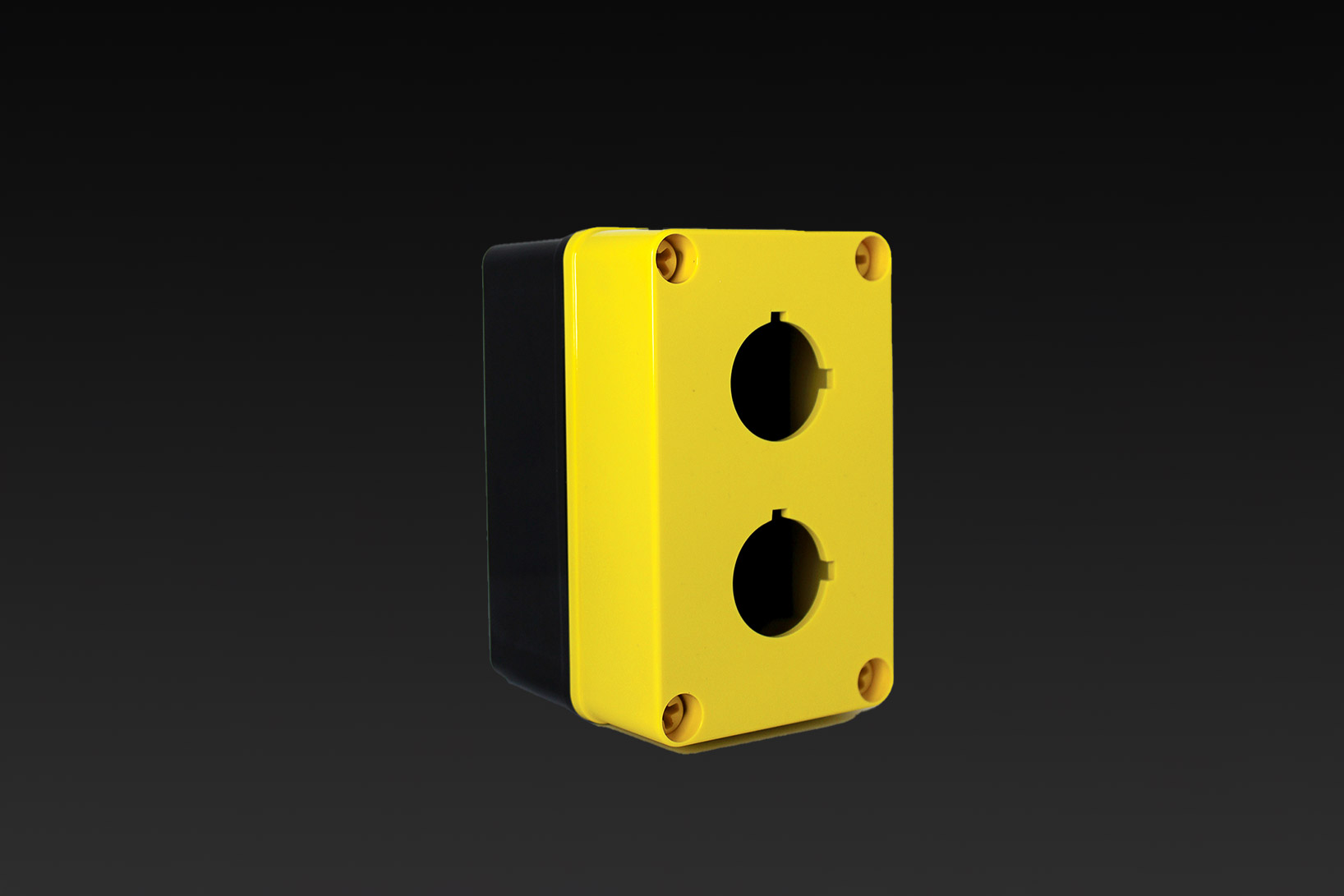 30mm yellow polycarbonate push button enclosure with 2 holes by AttaBox®