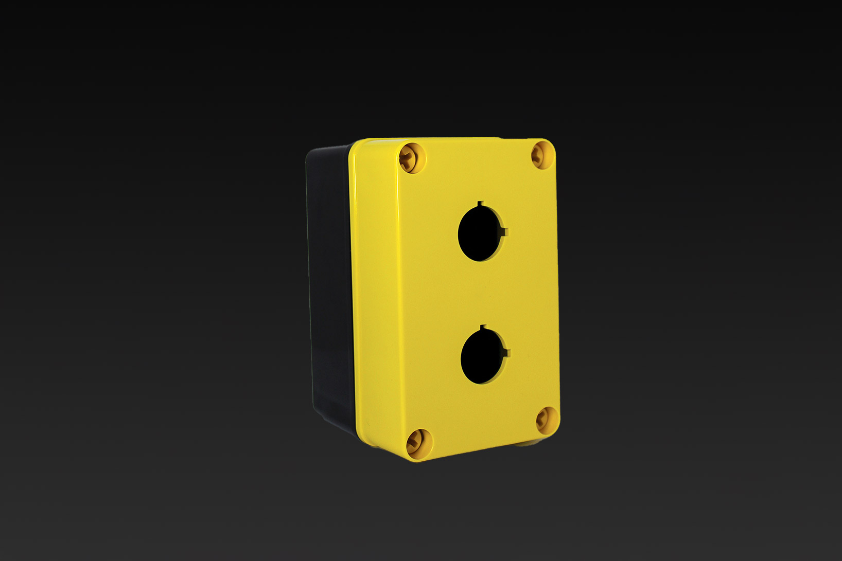 22mm yellow polycarbonate push button enclosure with 2 holes by AttaBox®