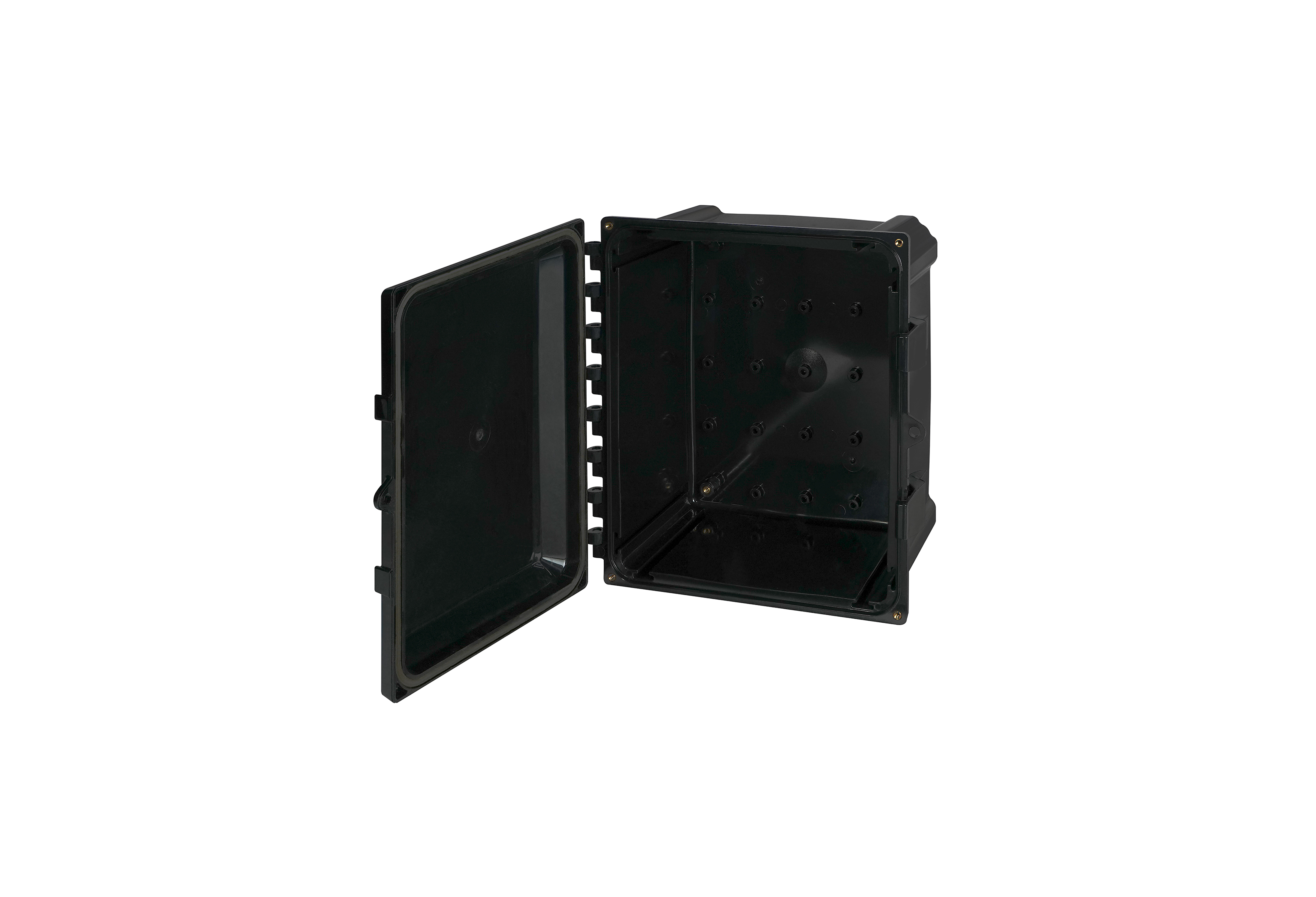 Polycarbonate Enclosure 12 x 10 x 6 Inches, Black, with Hinged Opaque Cover and Non-Metallic Latches by AttaBox®