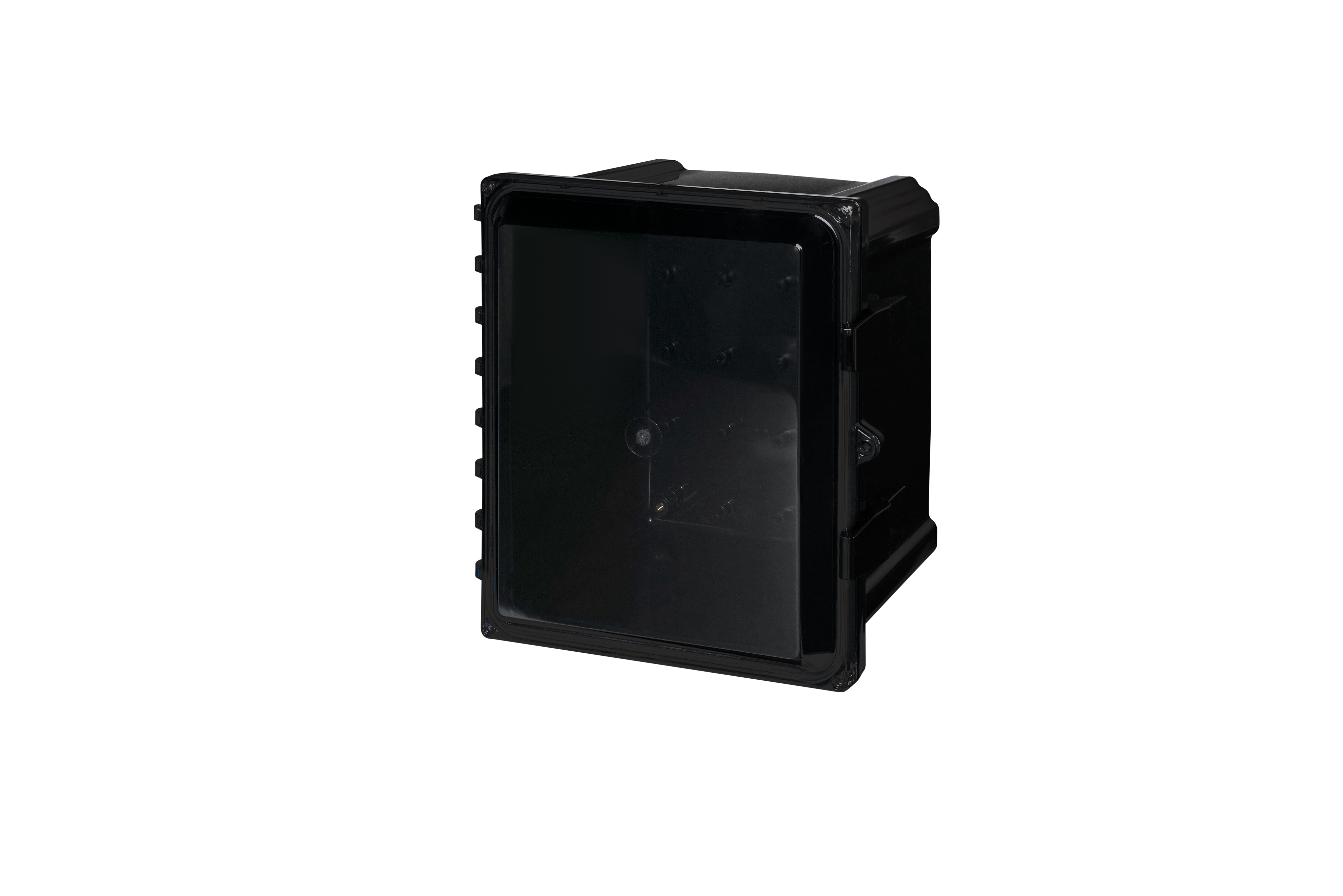 Polycarbonate Enclosure 12 x 10 x 6 Inches, Black, with Hinged Clear Cover and Non-Metallic Latches by AttaBox®