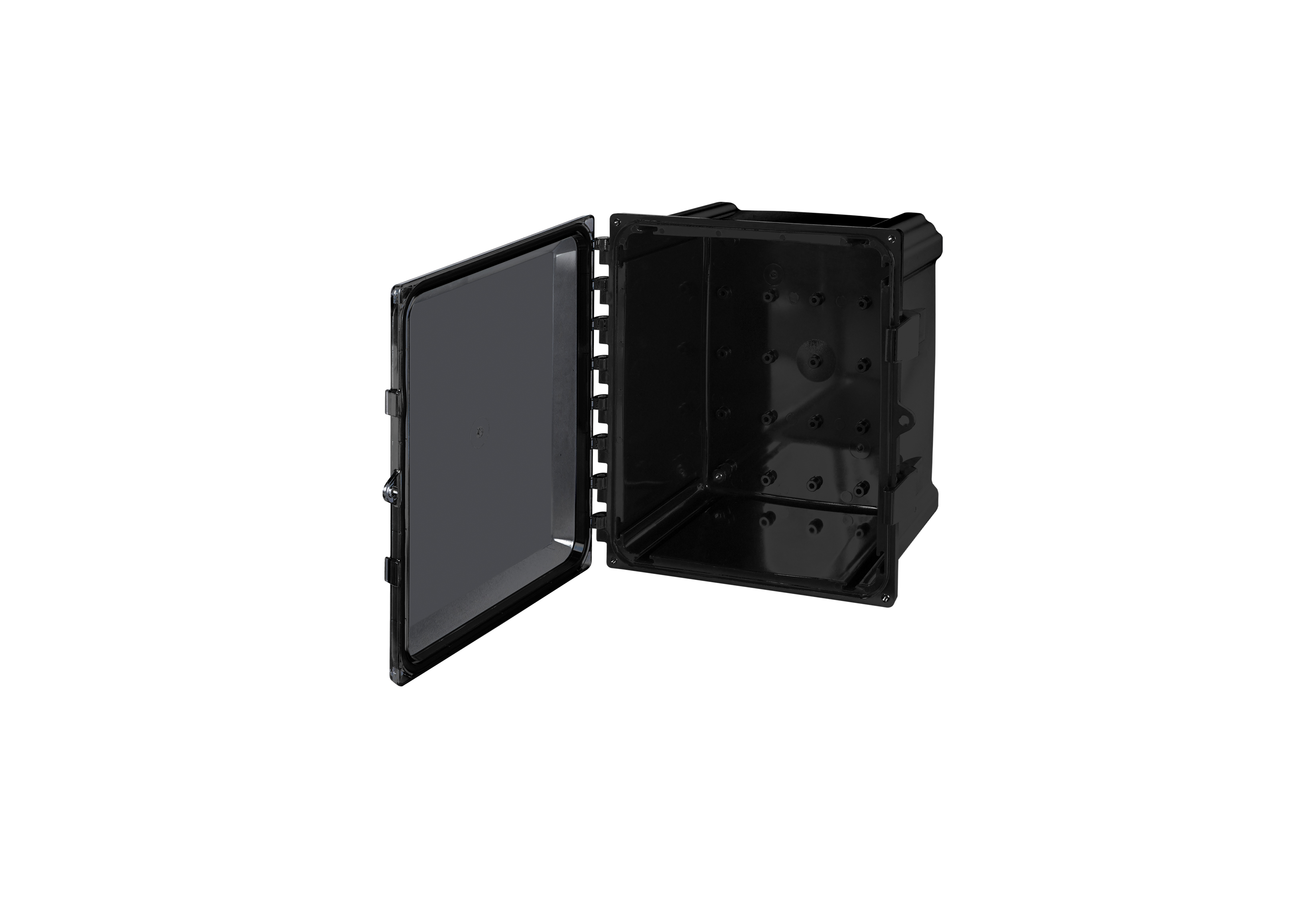 Polycarbonate Enclosure 12 x 10 x 6 Inches, Black, with Hinged Clear Cover and Non-Metallic Latches by AttaBox®