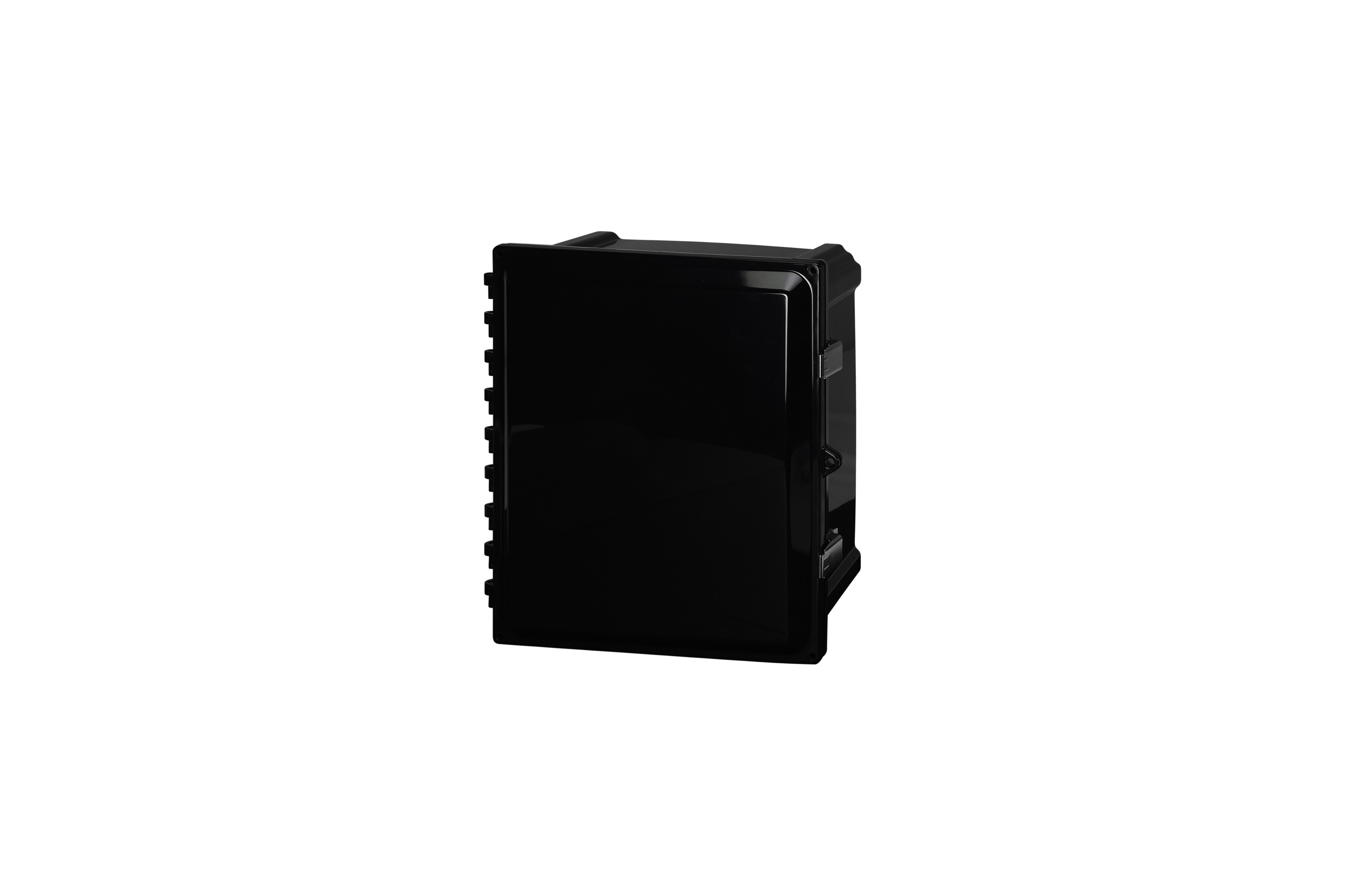 BK-AH14126SS-QFL-Closed.jpg Polycarbonate Enclosure 12 x 10 x 6 Inches Heartland Black with Stainless Steel Latches by AttaBox®
