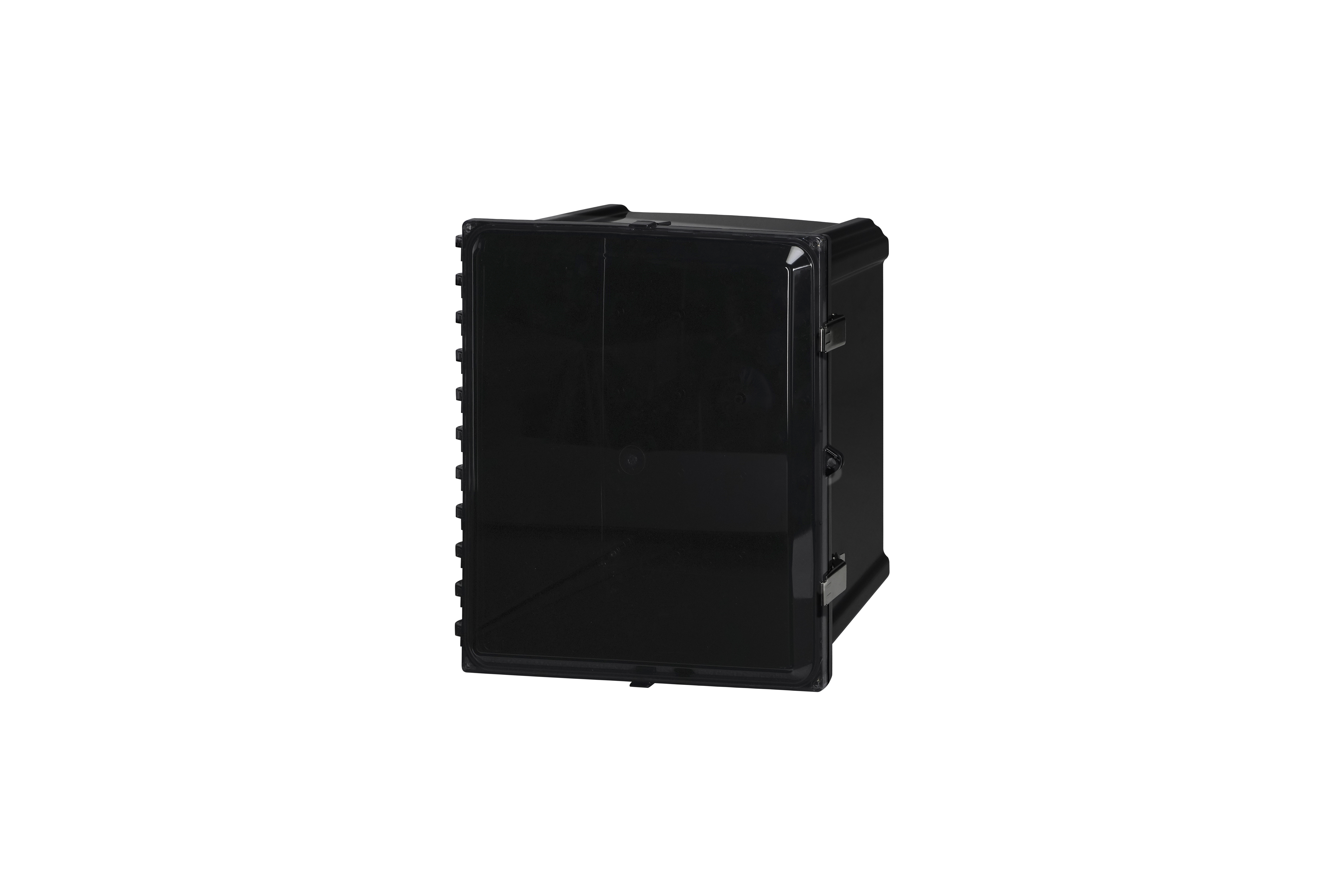 BK-AH16148CSS-QFL-Closed.jpg Polycarbonate Enclosure 16 x 14 x 8 Inches Heartland Black with Clear Cover with Stainless Steel Latches by AttaBox®