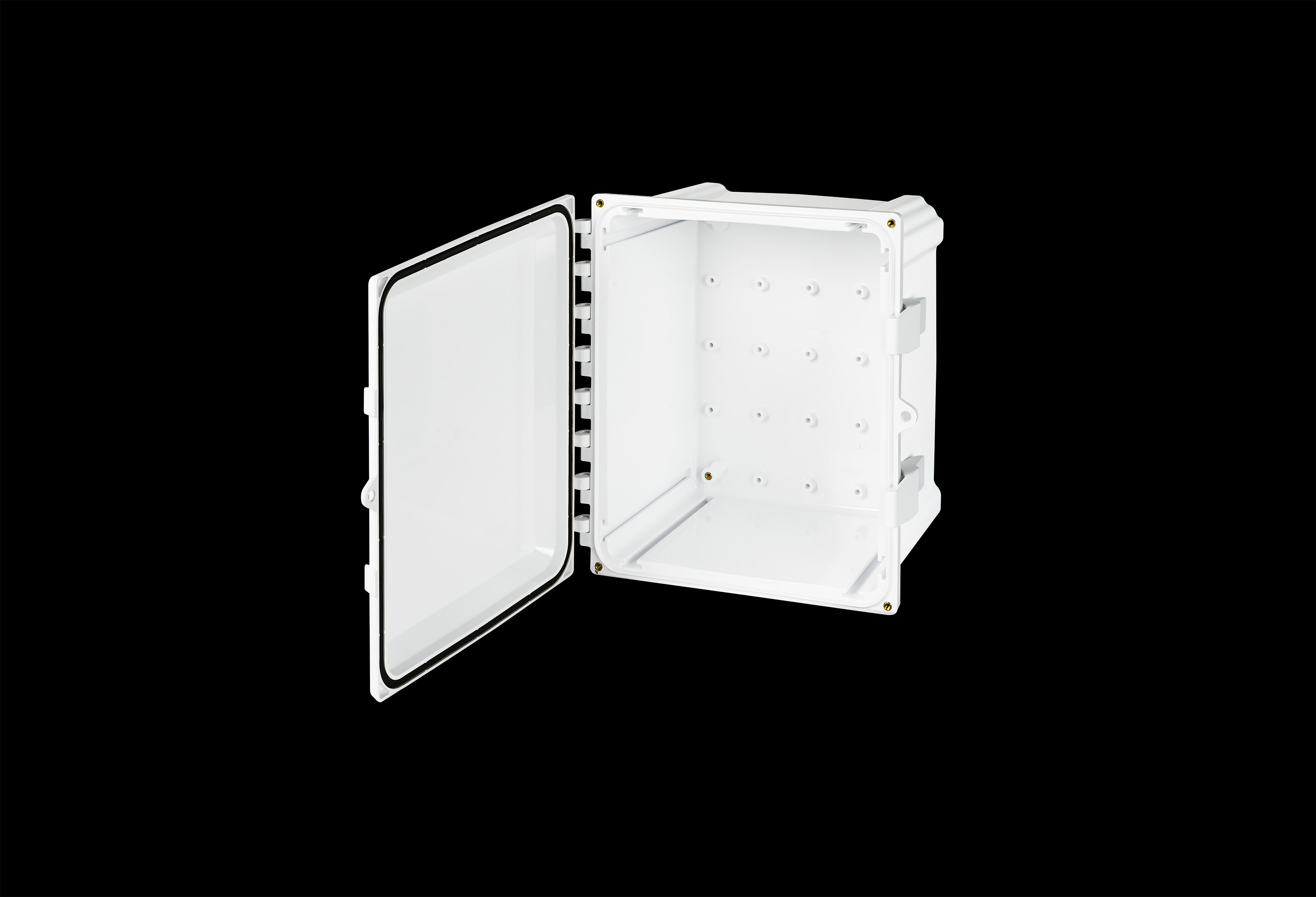 Polycarbonate Enclosure 12 x 10 x 6 Inches, White, with Hinged Opaque Cover and Non-Metallic Latches by AttaBox®