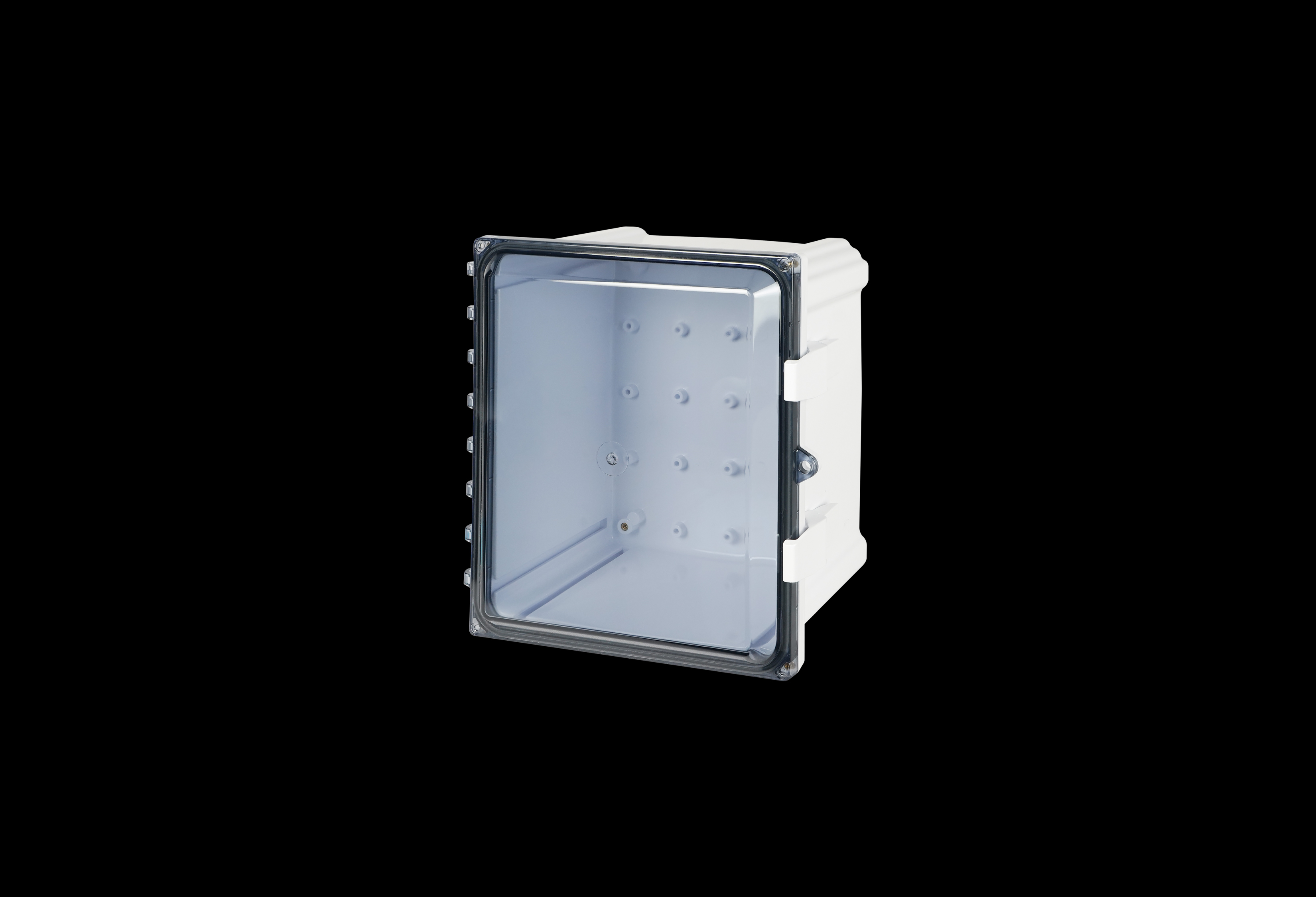 Polycarbonate Enclosure 12 x 10 x 6 Inches, White, with Hinged Clear Cover and Non-Metallic Latches by AttaBox®