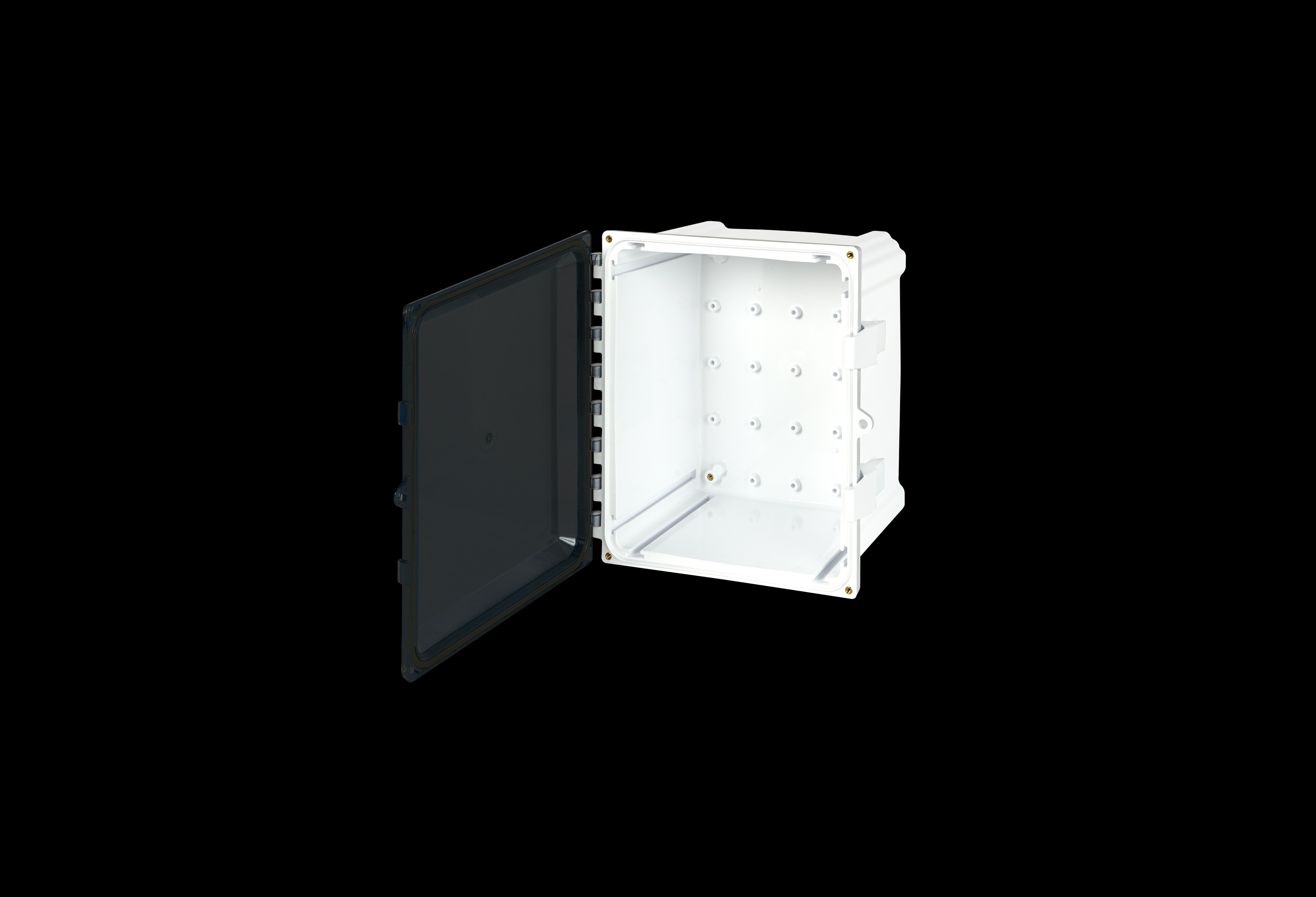 Polycarbonate Enclosure 12 x 10 x 6 Inches, White, with Hinged Clear Cover and Non-Metallic Latches by AttaBox®